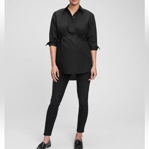 NWOT GAP Maternity Popover Shirt in Black - Size S
